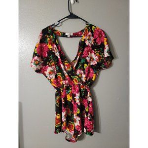 Wishbone Floral Short Sleeve Romper Women's Size 10